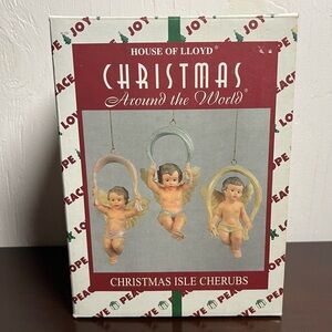 House Of Lloyd 1998 Christmas Isle Cherubs 3 Ornaments In Box Angels Whimsical